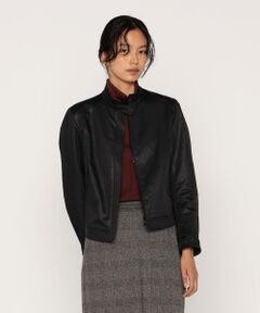 COMME CA PLATINUM / コムサ・プラチナ レザーブルゾン・ジャケット | レザーライクサテン シングルライダース