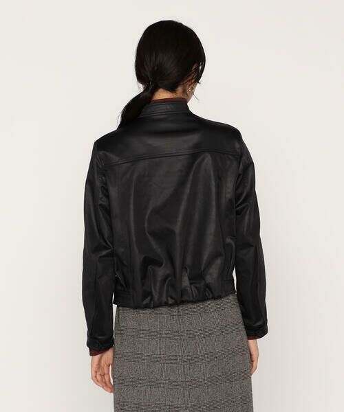 COMME CA PLATINUM / コムサ・プラチナ レザーブルゾン・ジャケット | レザーライクサテン シングルライダース | 詳細6