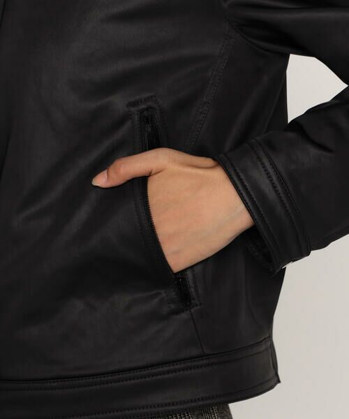 COMME CA PLATINUM / コムサ・プラチナ レザーブルゾン・ジャケット | レザーライクサテン シングルライダース | 詳細9