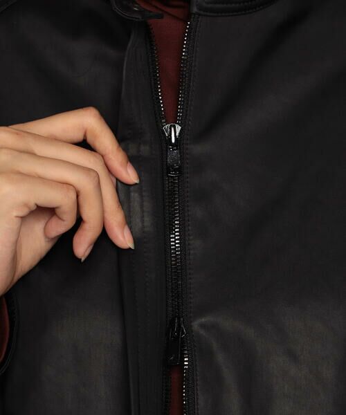 COMME CA PLATINUM / コムサ・プラチナ レザーブルゾン・ジャケット | レザーライクサテン シングルライダース | 詳細11