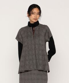 COMME CA PLATINUM / コムサ・プラチナ カットソー | グレンチェックジャカードジャージー ペプラムジレ