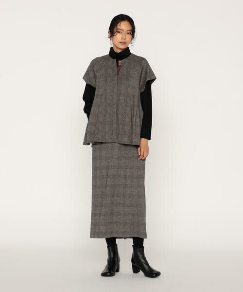 COMME CA PLATINUM / コムサ・プラチナ カットソー | グレンチェックジャカードジャージー ペプラムジレ | 詳細1
