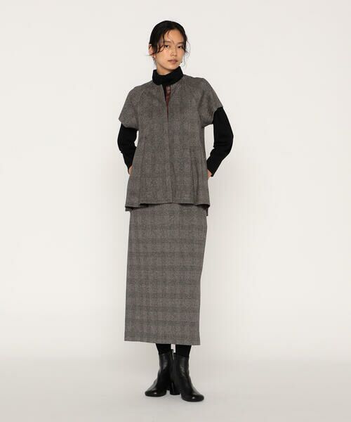 COMME CA PLATINUM / コムサ・プラチナ カットソー | グレンチェックジャカードジャージー ペプラムジレ | 詳細2