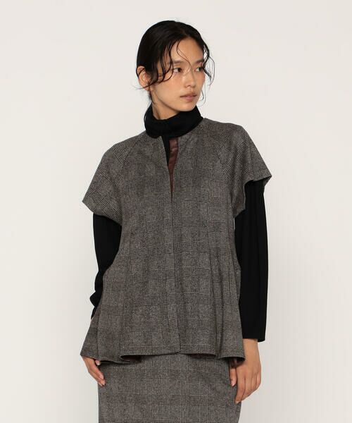 COMME CA PLATINUM / コムサ・プラチナ カットソー | グレンチェックジャカードジャージー ペプラムジレ | 詳細3