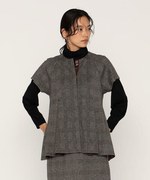 COMME CA PLATINUM / コムサ・プラチナ カットソー | グレンチェックジャカードジャージー ペプラムジレ | 詳細4
