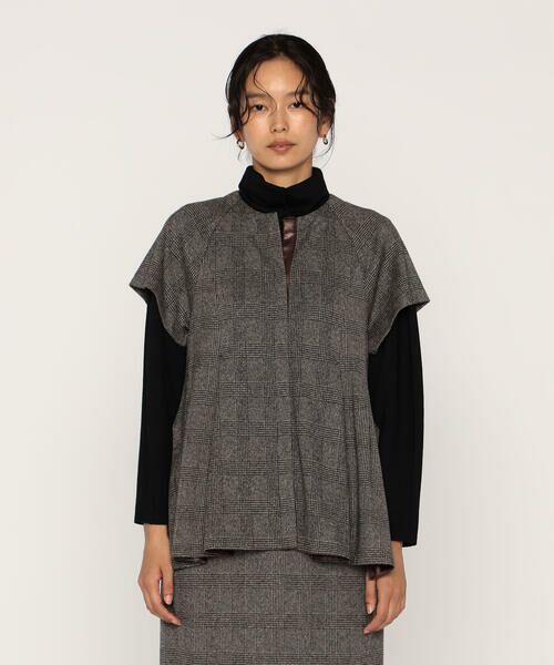 COMME CA PLATINUM / コムサ・プラチナ カットソー | グレンチェックジャカードジャージー ペプラムジレ | 詳細5