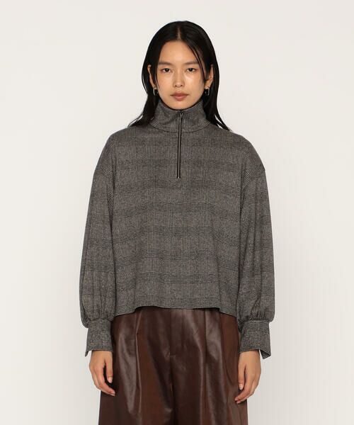 COMME CA PLATINUM / コムサ・プラチナ カットソー | グレンチェックジャカードジャージー ジップアッププルオーバー | 詳細5