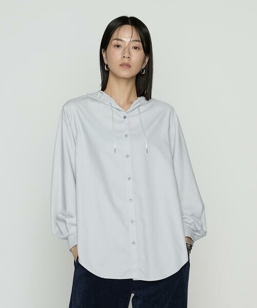 COMME CA PLATINUM / コムサ・プラチナ シャツ・ブラウス | マイクロスパン フード付きブラウス(03:ライトグレー)