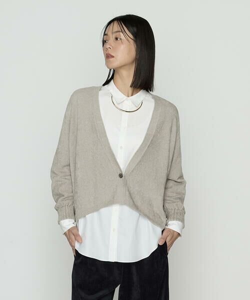 COMME CA PLATINUM / コムサ・プラチナ カーディガン・ボレロ | ストレッチモール マシュマロニットショートカーディガン(03:グレージュ)