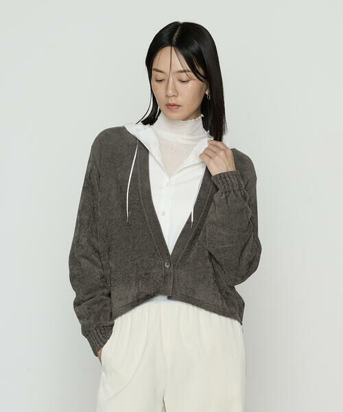 COMME CA PLATINUM / コムサ・プラチナ カーディガン・ボレロ | ストレッチモール マシュマロニットショートカーディガン(04:グレー)
