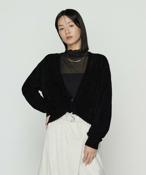 COMME CA PLATINUM / コムサ・プラチナ カーディガン・ボレロ | ストレッチモール マシュマロニットショートカーディガン(05:ブラック)