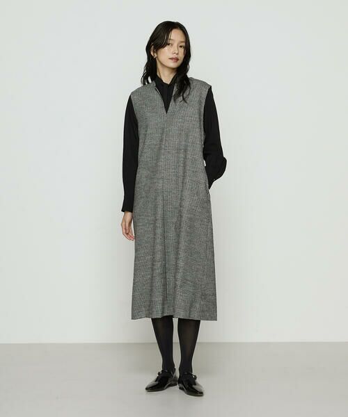 COMME CA PLATINUM / コムサ・プラチナ ロング・マキシ丈ワンピース | 千鳥バランサー ジャンパードレス | 詳細1