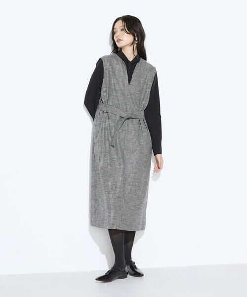 COMME CA PLATINUM / コムサ・プラチナ ロング・マキシ丈ワンピース | 千鳥バランサー ジャンパードレス | 詳細12