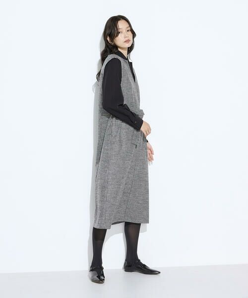 COMME CA PLATINUM / コムサ・プラチナ ロング・マキシ丈ワンピース | 千鳥バランサー ジャンパードレス | 詳細13