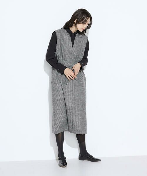 COMME CA PLATINUM / コムサ・プラチナ ロング・マキシ丈ワンピース | 千鳥バランサー ジャンパードレス | 詳細14