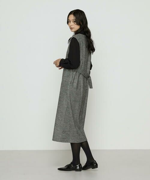COMME CA PLATINUM / コムサ・プラチナ ロング・マキシ丈ワンピース | 千鳥バランサー ジャンパードレス | 詳細3