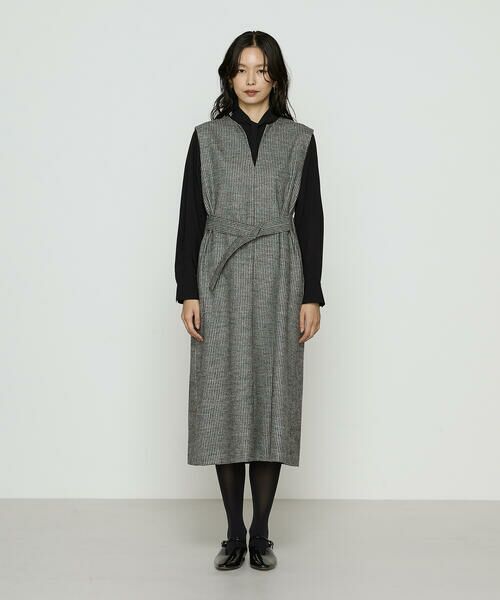 COMME CA PLATINUM / コムサ・プラチナ ロング・マキシ丈ワンピース | 千鳥バランサー ジャンパードレス | 詳細5