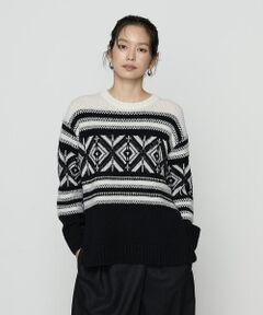 COMME CA PLATINUM / コムサ・プラチナ ニット・セーター | ジャカード編み スヌード付きニットプルオーバー