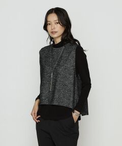 COMME CA PLATINUM / コムサ・プラチナ カットソー | ツイード柄リバージャージー アンサンブルプルオーバー