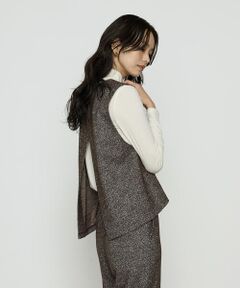 COMME CA PLATINUM / コムサ・プラチナ カットソー | ツイード柄リバージャージー アンサンブルプルオーバー