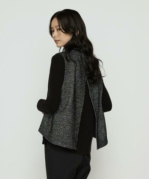 COMME CA PLATINUM / コムサ・プラチナ カットソー | ツイード柄リバージャージー アンサンブルプルオーバー | 詳細1