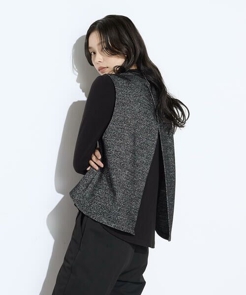COMME CA PLATINUM / コムサ・プラチナ カットソー | ツイード柄リバージャージー アンサンブルプルオーバー | 詳細6