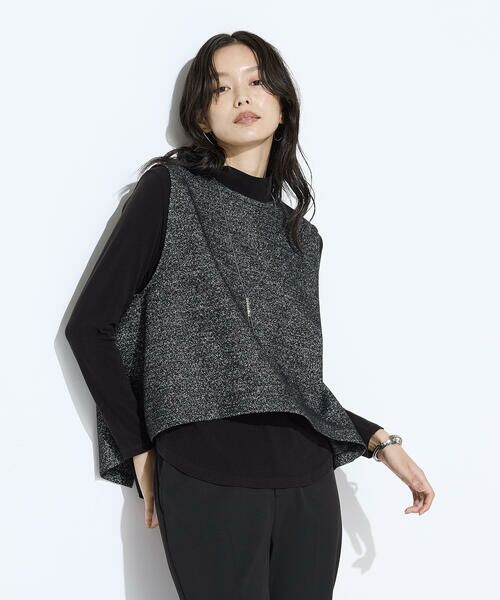 COMME CA PLATINUM / コムサ・プラチナ カットソー | ツイード柄リバージャージー アンサンブルプルオーバー | 詳細8