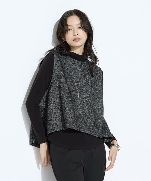 COMME CA PLATINUM / コムサ・プラチナ カットソー | ツイード柄リバージャージー アンサンブルプルオーバー | 詳細9