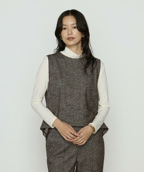 COMME CA PLATINUM / コムサ・プラチナ カットソー | ツイード柄リバージャージー アンサンブルプルオーバー | 詳細12