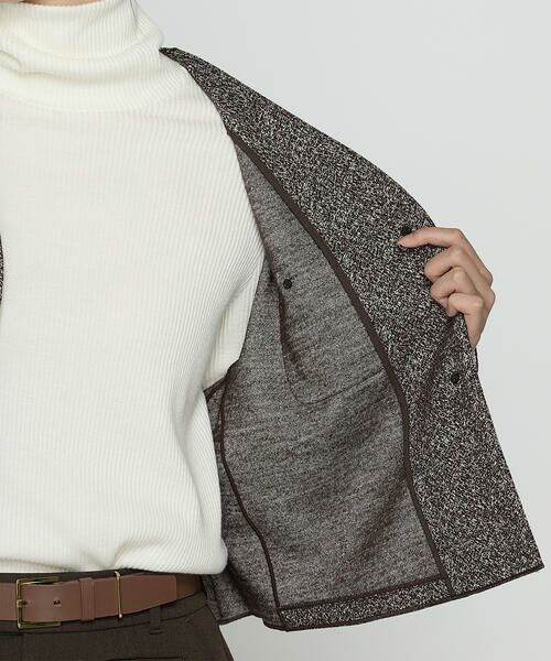 COMME CA PLATINUM / コムサ・プラチナ ノーカラージャケット | ツイード柄リバージャージー ノーカラージャケット | 詳細14