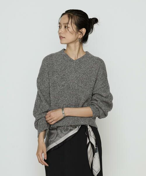COMME CA PLATINUM / コムサ・プラチナ ニット・セーター | 和紙ブークレー Vネックプルオーバー | 詳細1