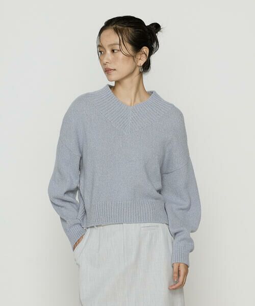 COMME CA PLATINUM / コムサ・プラチナ ニット・セーター | 和紙ブークレー Vネックプルオーバー | 詳細19
