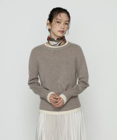 COMME CA PLATINUM / コムサ・プラチナ ニット・セーター | カシミヤ混ウール バイカラーニット