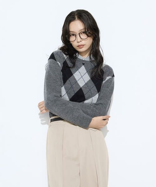 COMME CA PLATINUM / コムサ・プラチナ ニット・セーター | アーガイルニット プルオーバー | 詳細7