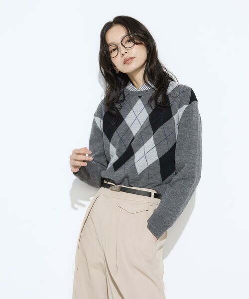 COMME CA PLATINUM / コムサ・プラチナ ニット・セーター | アーガイルニット プルオーバー | 詳細9