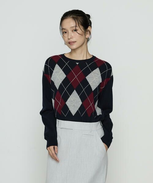 COMME CA PLATINUM / コムサ・プラチナ ニット・セーター | アーガイルニット プルオーバー | 詳細13
