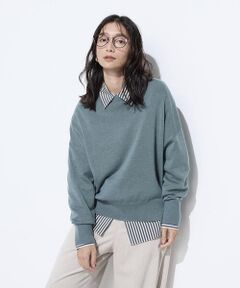 COMME CA PLATINUM / コムサ・プラチナ ニット・セーター | 天竺編 ロゴ入りニットプルオーバー