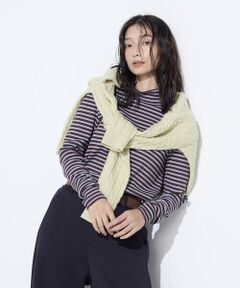 COMME CA PLATINUM / コムサ・プラチナ カットソー | コットンリブボーダー プルオーバー