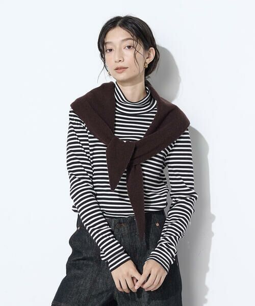 COMME CA PLATINUM / コムサ・プラチナ カットソー | コットンリブボーダー プルオーバー(01:モノクロ)