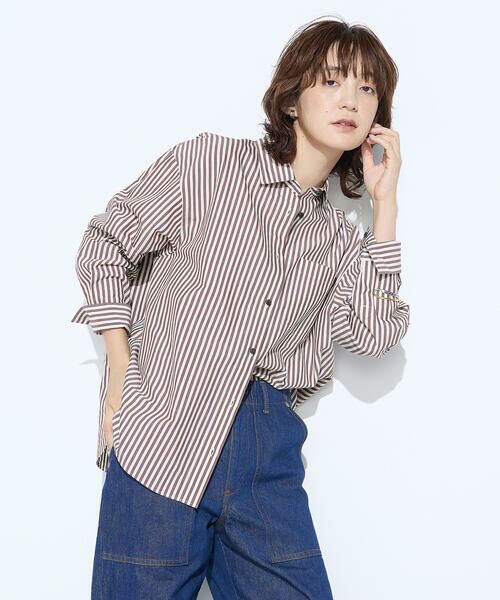 COMME CA PLATINUM / コムサ・プラチナ シャツ・ブラウス | オーガニックキュプラ混 ストライプシャツ | 詳細22