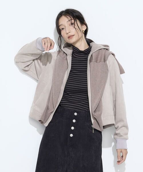 COMME CA PLATINUM / コムサ・プラチナ ブルゾン | ダンボールスエード調 パーカブルゾン | 詳細2