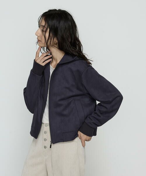 COMME CA PLATINUM / コムサ・プラチナ ブルゾン | ダンボールスエード調 パーカブルゾン | 詳細12