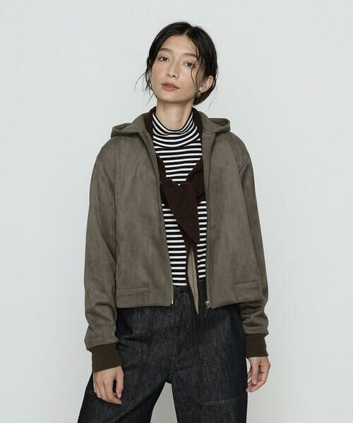 COMME CA PLATINUM / コムサ・プラチナ ブルゾン | ダンボールスエード調 パーカブルゾン | 詳細20