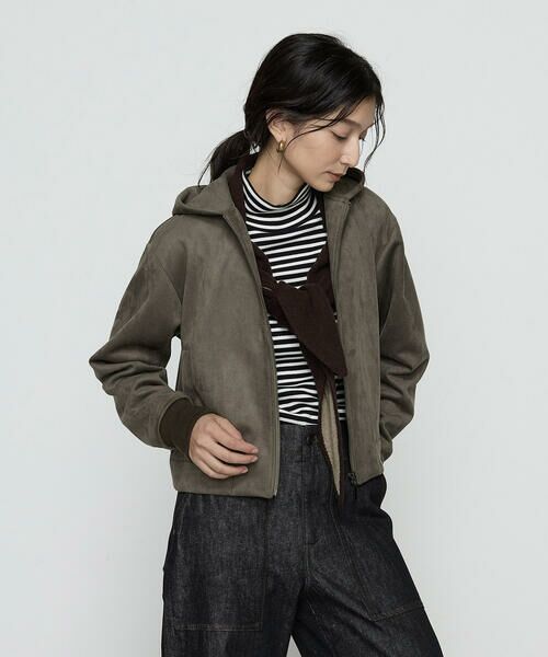 COMME CA PLATINUM / コムサ・プラチナ ブルゾン | ダンボールスエード調 パーカブルゾン | 詳細21