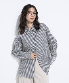 COMME CA PLATINUM / コムサ・プラチナ シャツ・ブラウス | 〔 +サイズ 〕オーガニックキュプラ混 ストライプシャツ
