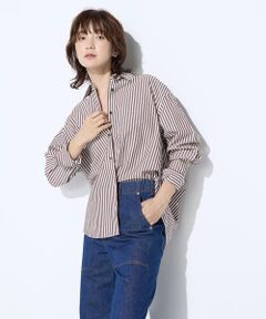 COMME CA PLATINUM / コムサ・プラチナ シャツ・ブラウス | 〔 +サイズ 〕オーガニックキュプラ混 ストライプシャツ