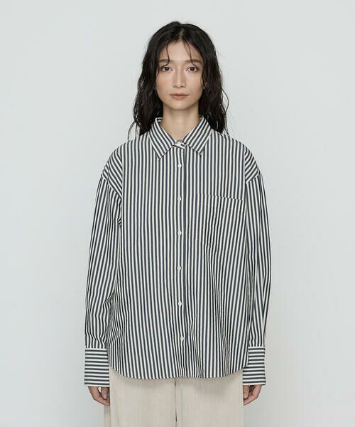 COMME CA PLATINUM / コムサ・プラチナ シャツ・ブラウス | 〔 +サイズ 〕オーガニックキュプラ混 ストライプシャツ | 詳細11