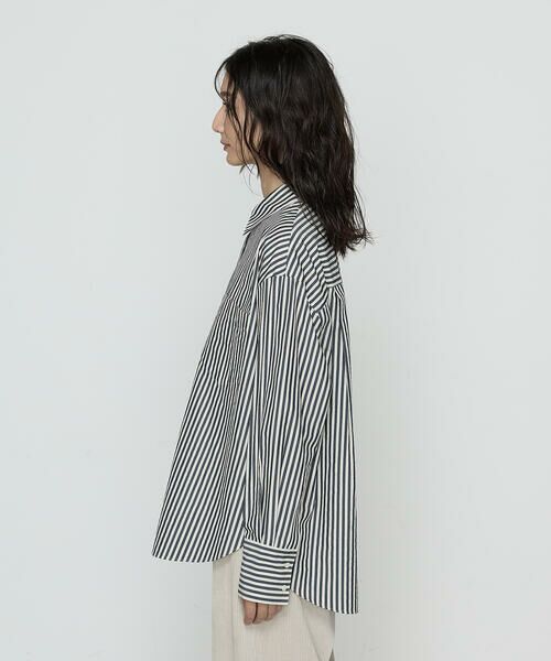 COMME CA PLATINUM / コムサ・プラチナ シャツ・ブラウス | 〔 +サイズ 〕オーガニックキュプラ混 ストライプシャツ | 詳細12