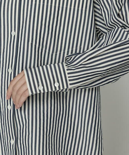 COMME CA PLATINUM / コムサ・プラチナ シャツ・ブラウス | 〔 +サイズ 〕オーガニックキュプラ混 ストライプシャツ | 詳細15