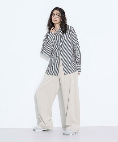 COMME CA PLATINUM / コムサ・プラチナ シャツ・ブラウス | 〔 +サイズ 〕オーガニックキュプラ混 ストライプシャツ | 詳細3